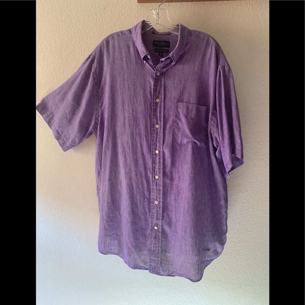DANIEL CREMIEUX Purple Italian Linen Shirt  Large